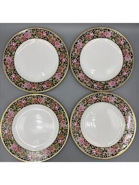 Set of 4 Wedgwood Clio Fine Bone China Salad Plates 8" Full Floral Verge Edge